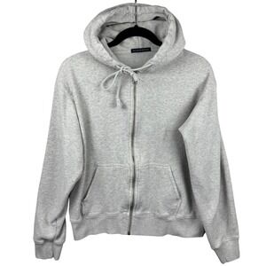 Brandy Melville‎ Light Grey Zip Up Hoodie Sweatshirt One Size Cotton Blend Women